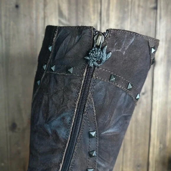 Siren By Mark Nason Sugarhill Festival Boots Leather High Dark Brown 8.5 - Picture 8 of 15